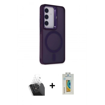 MARSİLYAN™- Galaxy S24 Kılıf Akış Form - Siyah Polymer Nano Ekran Koruyucu + Kamera Lens Koruma Cam - SF
