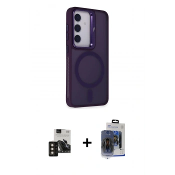 MARSİLYAN™- Galaxy S24 Kılıf Akış Form - Siyah Vanessa Magic Cam + PVD Metal Kamera Lens - GD