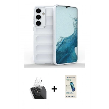 MARSİLYAN™- Galaxy S24 Kılıf Atlas Koleksiyonu - Şeffaf Pasifik Cam Ekran Koruyucu + Kamera Lens Koruma Cam - SF