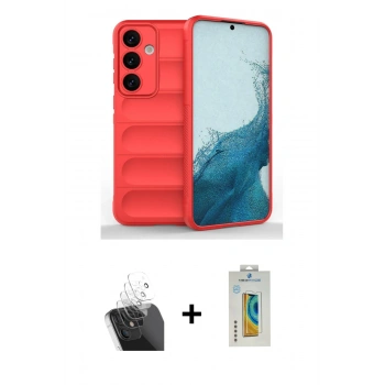 MARSİLYAN™- Galaxy S24 Kılıf Atlas Koleksiyonu - Siyah Polymer Nano Ekran Koruyucu + Kamera Lens Koruma Cam - SF