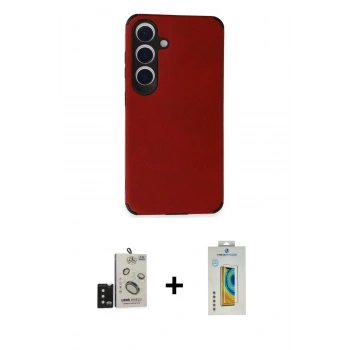MARSİLYAN™- Galaxy S24 Kılıf Doruk Asil Koleksiyonu - Siyah Polymer Nano Ekran Koruyucu + Bilvis Titan Kamera Lens - SH