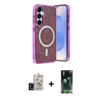 MARSİLYAN™- Galaxy S24 Kılıf Eksen Çizgi - Siyah 360 Mat Full Body Arka Koruyucu + Bilvis Titan Kamera Lens - TMGI