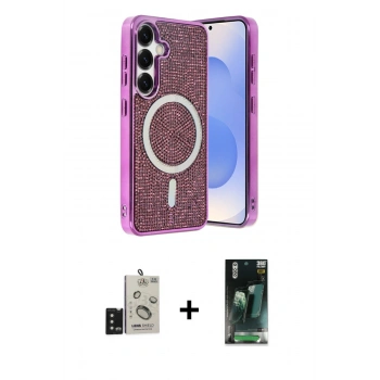 MARSİLYAN™- Galaxy S24 Kılıf Eksen Çizgi - Siyah 360 Mat Full Body Arka Koruyucu + Bilvis Titan Kamera Lens - SH
