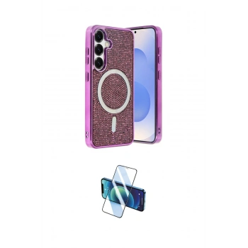 MARSİLYAN™- Galaxy S24 Kılıf Eksen Çizgi - Siyah 3D Antistatik Seramik Nano Ekran Koruyucu