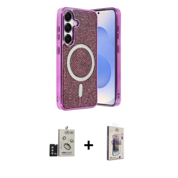 MARSİLYAN™- Galaxy S24 Kılıf Eksen Çizgi - Siyah Bilvis 3D Cam Ekran Koruyucu + Bilvis Titan Kamera Lens - DNMR
