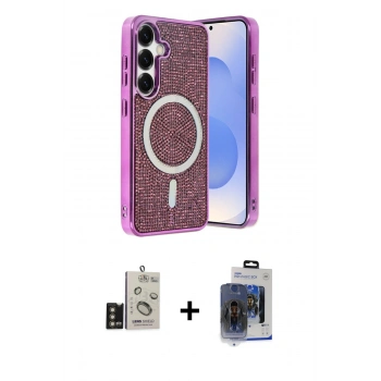 MARSİLYAN™- Galaxy S24 Kılıf Eksen Çizgi - Siyah Vanessa Magic Cam + Bilvis Titan Kamera Lens - GD