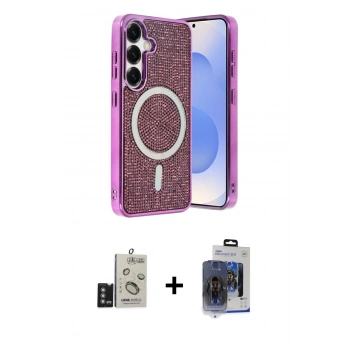 MARSİLYAN™- Galaxy S24 Kılıf Eksen Çizgi - Siyah Vanessa Magic Cam + Bilvis Titan Kamera Lens - DNMR