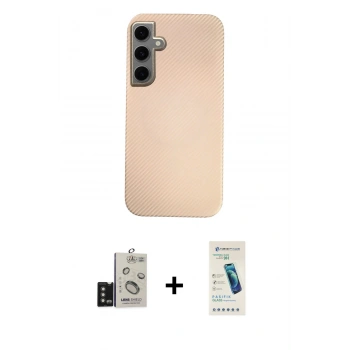 MARSİLYAN™- Galaxy S24 Kılıf Eksen Prime - Şeffaf Pasifik Cam Ekran Koruyucu + Bilvis Titan Kamera Lens - TMGI
