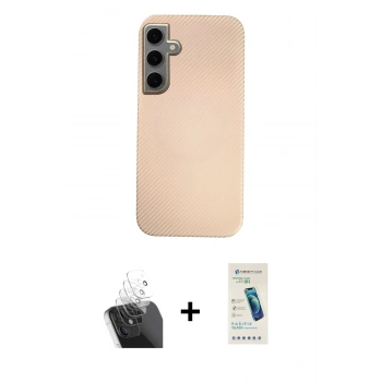MARSİLYAN™- Galaxy S24 Kılıf Eksen Prime - Şeffaf Pasifik Cam Ekran Koruyucu + Kamera Lens Koruma Cam - SF