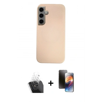 MARSİLYAN™- Galaxy S24 Kılıf Eksen Prime - Siyah 3D Antistatik Mat Seramik Nano Ekran Koruyucu + Kamera Lens Koruma Cam - SF