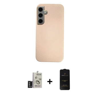 MARSİLYAN™- Galaxy S24 Kılıf Eksen Prime - Siyah 6D Antistatik Mat Seramik Hayalet Nano Ekran Koruyucu + Bilvis Titan Kamera Lens - DNMR