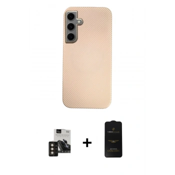 MARSİLYAN™- Galaxy S24 Kılıf Eksen Prime - Siyah 6D Antistatik Mat Seramik Hayalet Nano Ekran Koruyucu + PVD Metal Kamera Lens - GD