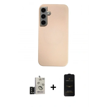MARSİLYAN™- Galaxy S24 Kılıf Eksen Prime - Siyah 6D Antistatik Mat Seramik Hayalet Nano Ekran Koruyucu + Bilvis Titan Kamera Lens - SH