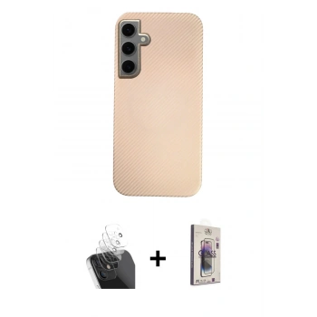 MARSİLYAN™- Galaxy S24 Kılıf Eksen Prime - Siyah Bilvis 3D Cam Ekran Koruyucu + Kamera Lens Koruma Cam - SF