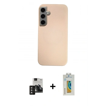 MARSİLYAN™- Galaxy S24 Kılıf Eksen Prime - Siyah Polymer Nano Ekran Koruyucu + PVD Metal Kamera Lens - DNMR