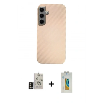 MARSİLYAN™- Galaxy S24 Kılıf Eksen Prime - Siyah Polymer Nano Ekran Koruyucu + Bilvis Titan Kamera Lens - GD