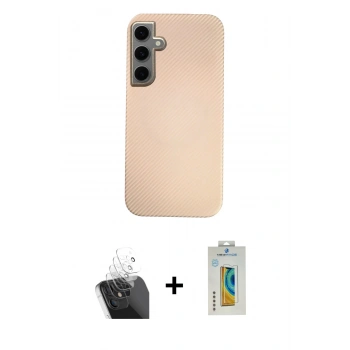 MARSİLYAN™- Galaxy S24 Kılıf Eksen Prime - Siyah Polymer Nano Ekran Koruyucu + Kamera Lens Koruma Cam - SF
