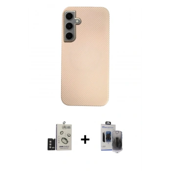 MARSİLYAN™- Galaxy S24 Kılıf Eksen Prime - Siyah Vanessa Magic Hayalet Cam + Bilvis Titan Kamera Lens - DNMR