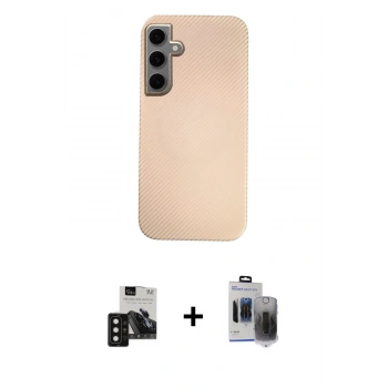 MARSİLYAN™- Galaxy S24 Kılıf Eksen Prime - Siyah Vanessa Magic Hayalet Cam + PVD Metal Kamera Lens - SH