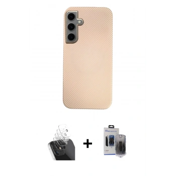 MARSİLYAN™- Galaxy S24 Kılıf Eksen Prime - Siyah Vanessa Magic Hayalet Cam + Kamera Lens Koruma Cam - SF