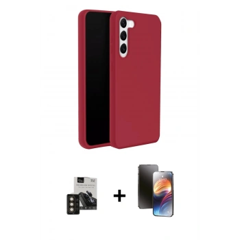 MARSİLYAN™- Galaxy S24 Kılıf Kozmos Yansıma Özel Seri - Siyah 3D Antistatik Mat Seramik Nano Ekran Koruyucu + PVD Metal Kamera Lens - GD