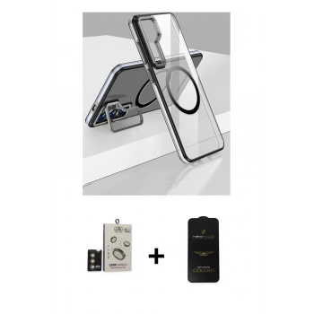 MARSİLYAN™- Galaxy S24 Kılıf Nova Doku - Siyah 6D Antistatik Mat Seramik Hayalet Nano Ekran Koruyucu + Bilvis Titan Kamera Lens - GD