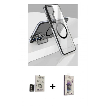 MARSİLYAN™- Galaxy S24 Kılıf Nova Doku - Siyah Bilvis 3D Cam Ekran Koruyucu + Bilvis Titan Kamera Lens - GD