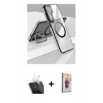 MARSİLYAN™- Galaxy S24 Kılıf Nova Doku - Siyah Bilvis 3D Cam Ekran Koruyucu + Kamera Lens Koruma Cam - SF