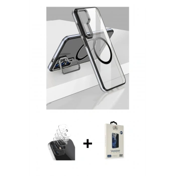 MARSİLYAN™- Galaxy S24 Kılıf Nova Doku - Siyah Bilvis Hayalet Cam Ekran Koruyucu + Kamera Lens Koruma Cam - SF