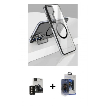 MARSİLYAN™- Galaxy S24 Kılıf Nova Doku - Siyah Vanessa Magic Cam + PVD Metal Kamera Lens - GD