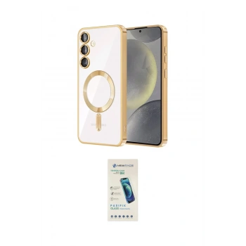 MARSİLYAN™- Galaxy S24 Kılıf Nova Işık Özel Seri - Şeffaf Pasifik Cam Ekran Koruyucu