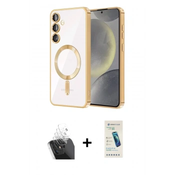 MARSİLYAN™- Galaxy S24 Kılıf Nova Işık Özel Seri - Şeffaf Pasifik Cam Ekran Koruyucu + Kamera Lens Koruma Cam - SF