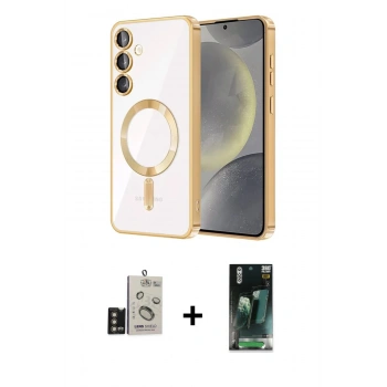 MARSİLYAN™- Galaxy S24 Kılıf Nova Işık Özel Seri - Siyah 360 Mat Full Body Arka Koruyucu + Bilvis Titan Kamera Lens - GD