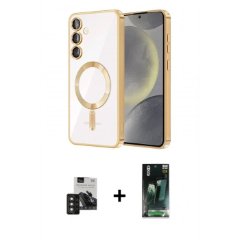MARSİLYAN™- Galaxy S24 Kılıf Nova Işık Özel Seri - Siyah 360 Mat Full Body Arka Koruyucu + PVD Metal Kamera Lens - DNMR