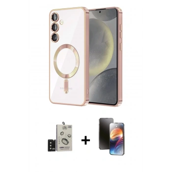 MARSİLYAN™- Galaxy S24 Kılıf Nova Işık Özel Seri - Siyah 3D Antistatik Mat Seramik Nano Ekran Koruyucu + Bilvis Titan Kamera Lens - SH