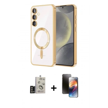 MARSİLYAN™- Galaxy S24 Kılıf Nova Işık Özel Seri - Siyah 3D Antistatik Mat Seramik Nano Ekran Koruyucu + Bilvis Titan Kamera Lens - GD