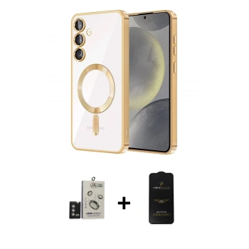 MARSİLYAN™- Galaxy S24 Kılıf Nova Işık Özel Seri - Siyah 6D Antistatik Mat Seramik Hayalet Nano Ekran Koruyucu + Bilvis Titan Kamera Lens - DNMR