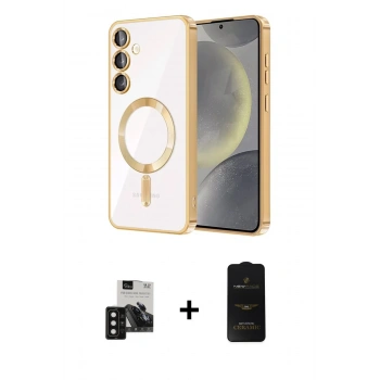 MARSİLYAN™- Galaxy S24 Kılıf Nova Işık Özel Seri - Siyah 6D Antistatik Mat Seramik Hayalet Nano Ekran Koruyucu + PVD Metal Kamera Lens - SH