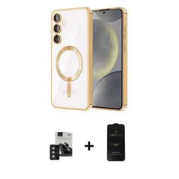 MARSİLYAN™- Galaxy S24 Kılıf Nova Işık Özel Seri - Siyah 6D Antistatik Mat Seramik Hayalet Nano Ekran Koruyucu + PVD Metal Kamera Lens - DNMR