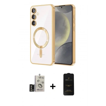 MARSİLYAN™- Galaxy S24 Kılıf Nova Işık Özel Seri - Siyah 6D Antistatik Mat Seramik Hayalet Nano Ekran Koruyucu + Bilvis Titan Kamera Lens - GD
