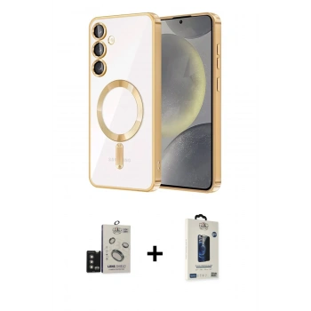 MARSİLYAN™- Galaxy S24 Kılıf Nova Işık Özel Seri - Siyah Bilvis Hayalet Cam Ekran Koruyucu + Bilvis Titan Kamera Lens - TMGI