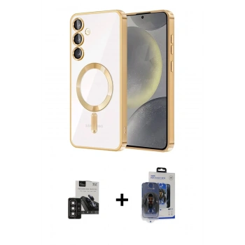 MARSİLYAN™- Galaxy S24 Kılıf Nova Işık Özel Seri - Siyah Vanessa Magic Cam + PVD Metal Kamera Lens - DNMR