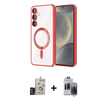MARSİLYAN™- Galaxy S24 Kılıf Nova Işık Özel Seri - Siyah Vanessa Magic Hayalet Cam + Bilvis Titan Kamera Lens - DNMR