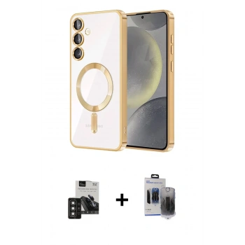 MARSİLYAN™- Galaxy S24 Kılıf Nova Işık Özel Seri - Siyah Vanessa Magic Hayalet Cam + PVD Metal Kamera Lens - DNMR
