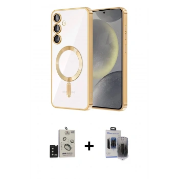 MARSİLYAN™- Galaxy S24 Kılıf Nova Işık Özel Seri - Siyah Vanessa Magic Hayalet Cam + Bilvis Titan Kamera Lens - SH