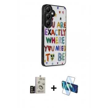 MARSİLYAN™- Galaxy S24 Kılıf Odak Klasik Serisi - Siyah 3D Antistatik Seramik Nano Ekran Koruyucu + Bilvis Titan Kamera Lens - GD