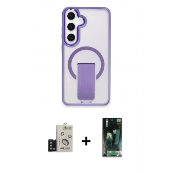MARSİLYAN™- Galaxy S24 Kılıf Pusula Doku Koleksiyonu - Şeffaf 360 Full Body Arka Koruyucu + Bilvis Titan Kamera Lens - TMGI