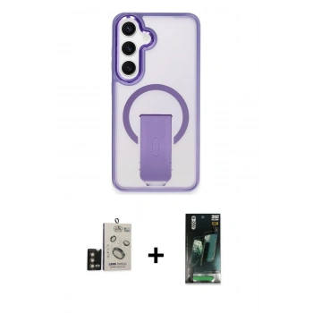 MARSİLYAN™- Galaxy S24 Kılıf Pusula Doku Koleksiyonu - Şeffaf 360 Full Body Arka Koruyucu + Bilvis Titan Kamera Lens - GD