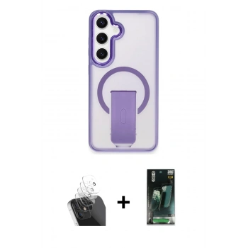 MARSİLYAN™- Galaxy S24 Kılıf Pusula Doku Koleksiyonu - Şeffaf 360 Full Body Arka Koruyucu + Kamera Lens Koruma Cam - SF