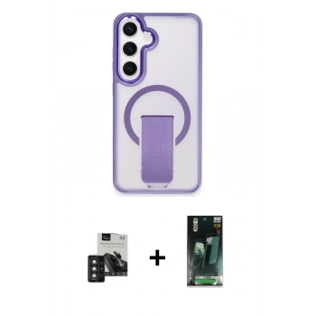 MARSİLYAN™- Galaxy S24 Kılıf Pusula Doku Koleksiyonu - Siyah 360 Mat Full Body Arka Koruyucu + PVD Metal Kamera Lens - DNMR